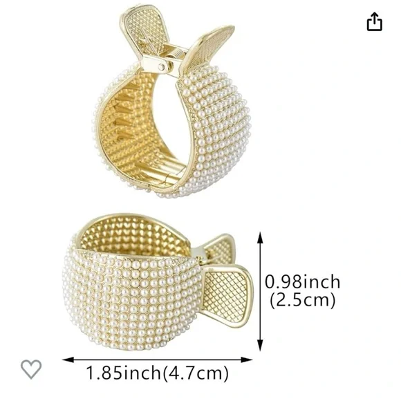 2 Pony tail claw clip pearl + Rhinestone hair accessories - Picture 2 of 5